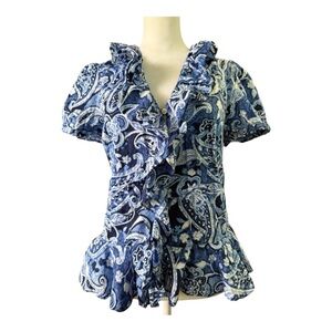 Ralph Lauren Ruffled Peplum Blouse - Size Small